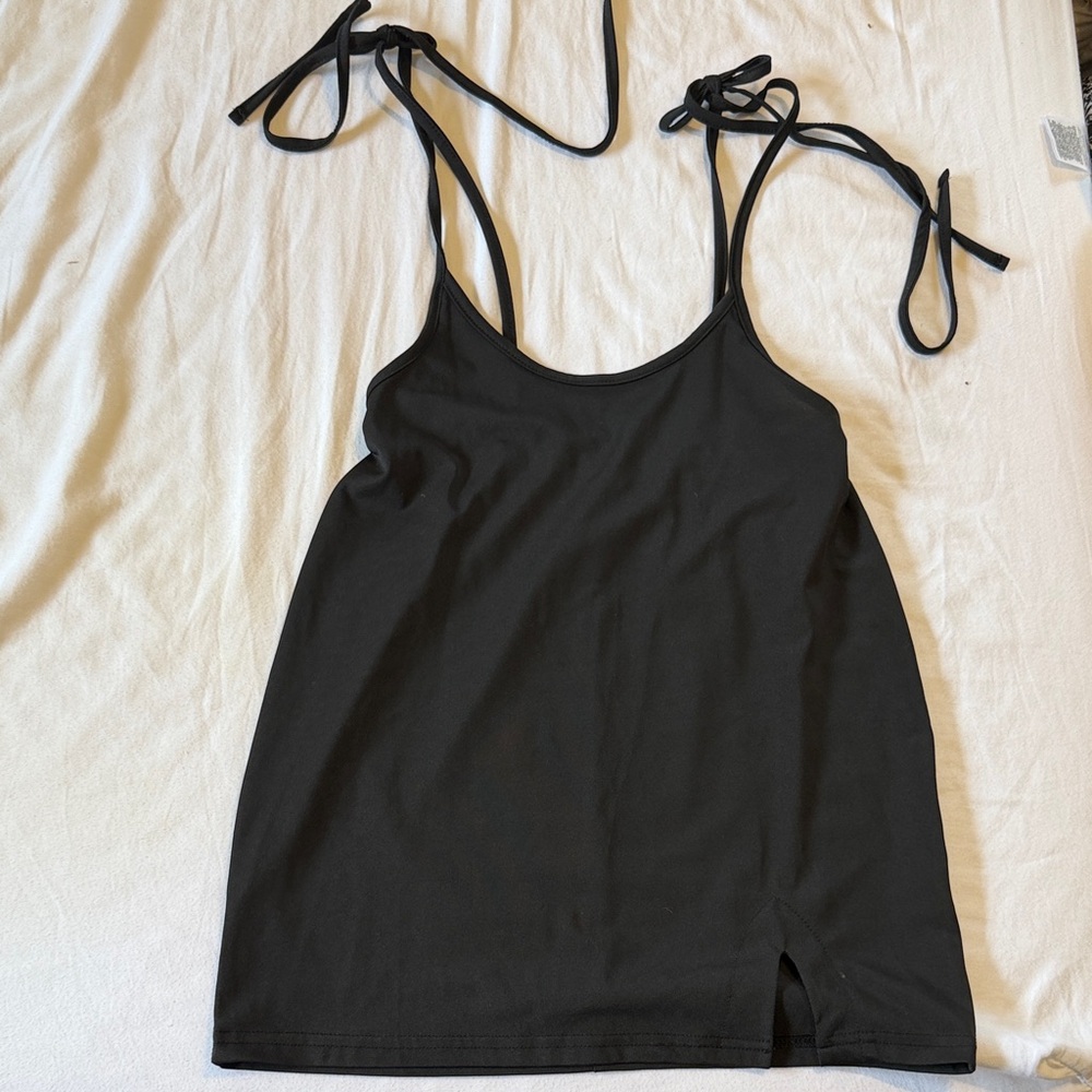 SHEIN Black Tie-Shoulder skirt